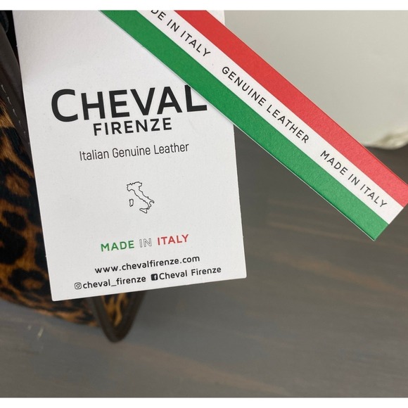 Cheval Firenze Italian Leather Leopard Print Handbag Brown Mobwife Statement NWT - Picture 3 of 9